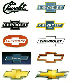 Chevy bow-tie logo through the years